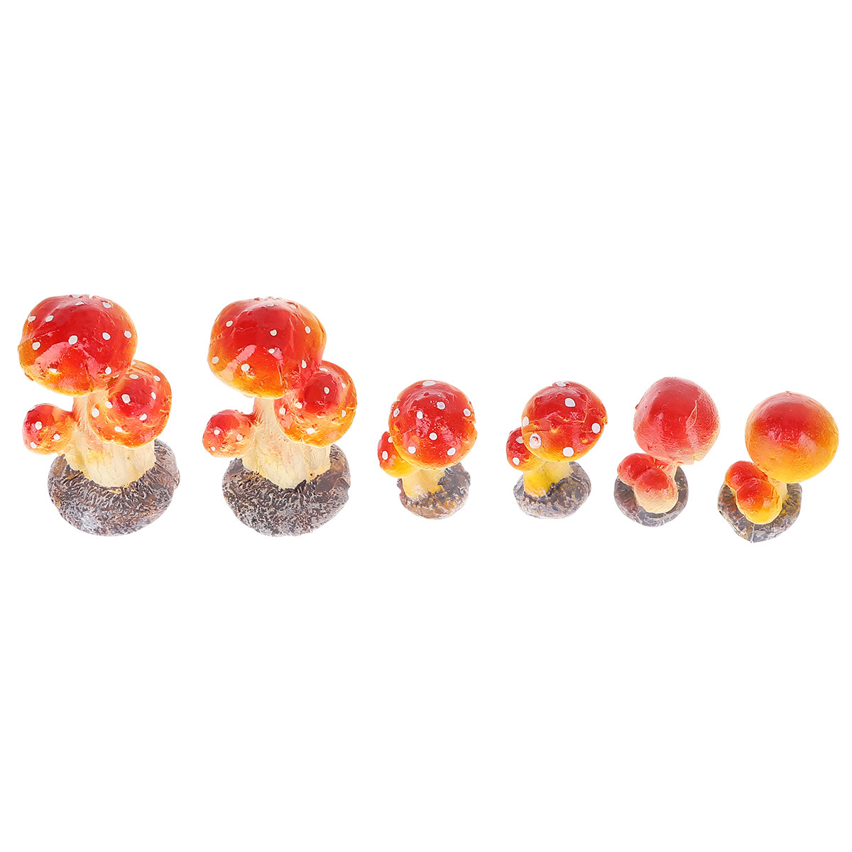Bonsai Garden Art - 6Pcs Resin Mini Mushroom Decor for
