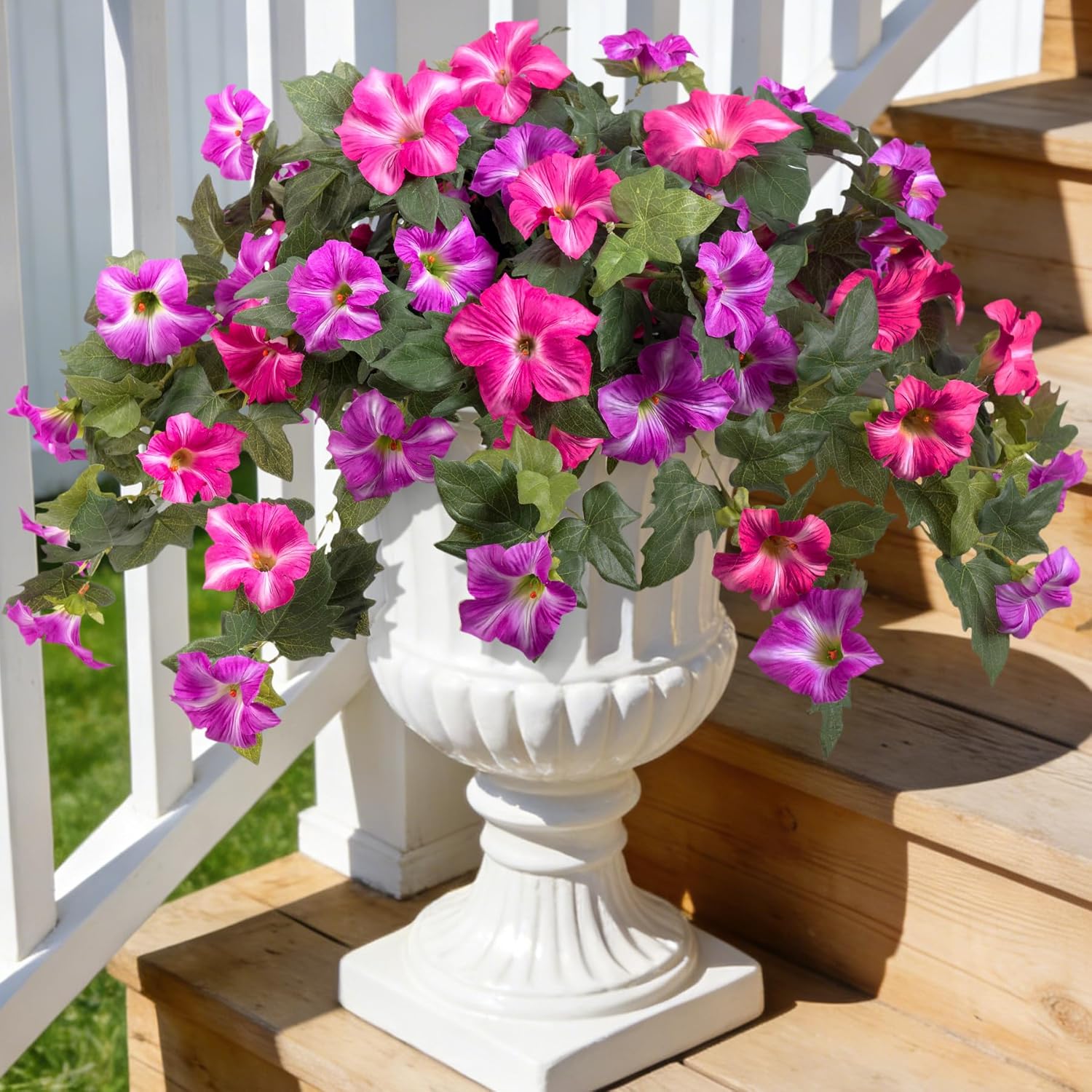 Bonsai Garden Images - Artificial Petunias Silk Flowers UV Resistant