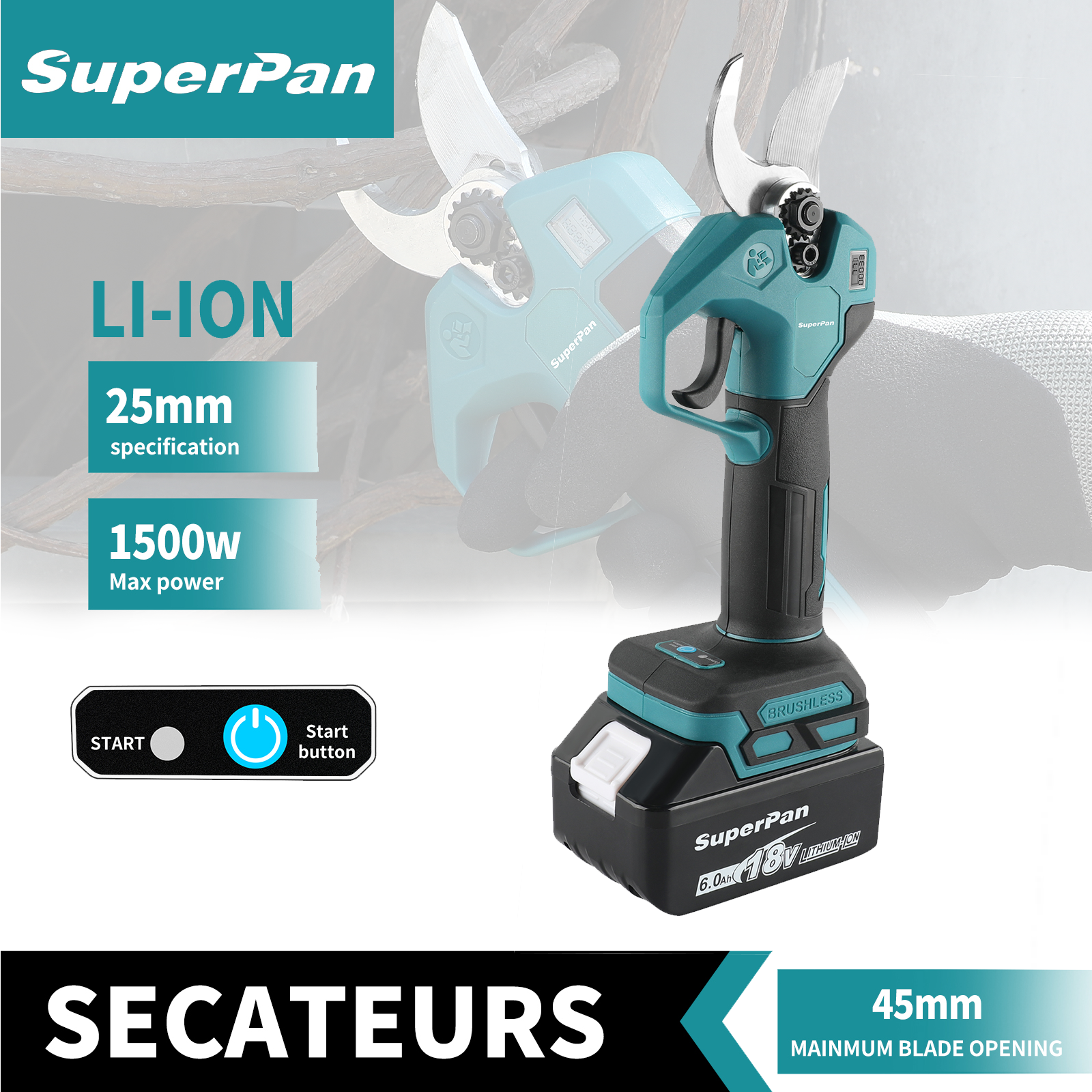 Us Bonsai Garden - SuperPan 40mm Brushless Cordless Pruning Shears