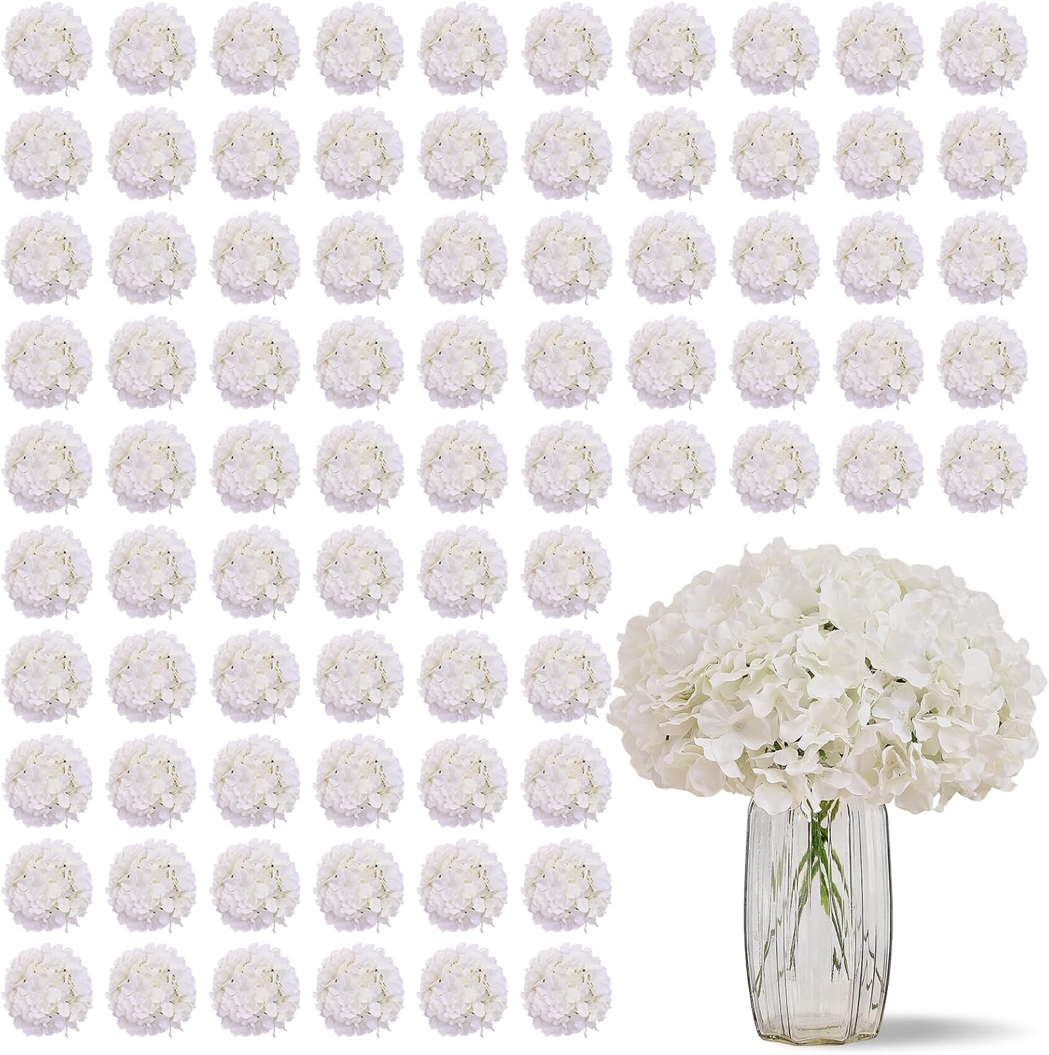 100 PCS Ivory Hydrangea Artifi - Bonsai Garden Images 리뷰 및 가격