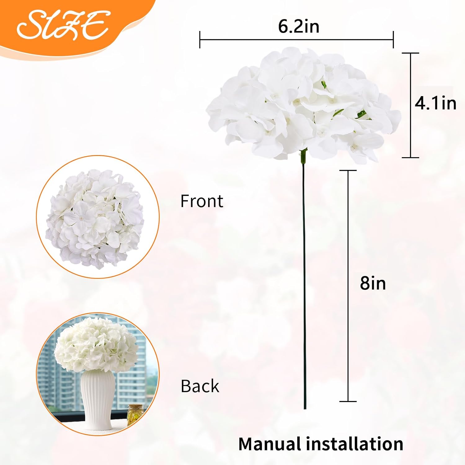 100 PCS Ivory Hydrangea Artifi - Bonsai Garden Images 리뷰 및 가격