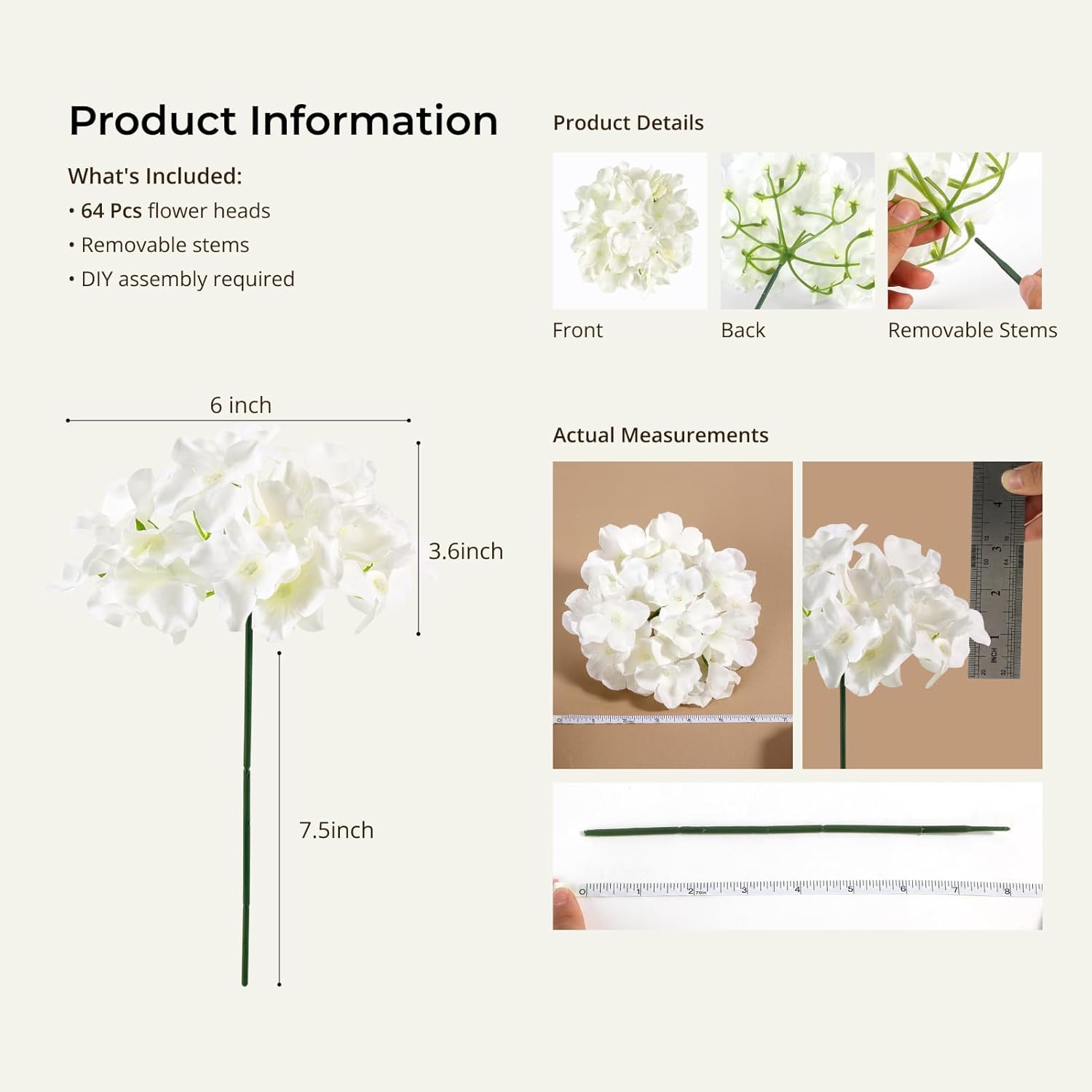 64 PCS Silk Hydrangea Flowers  - Bonsai Garden Images 리뷰 및 가격